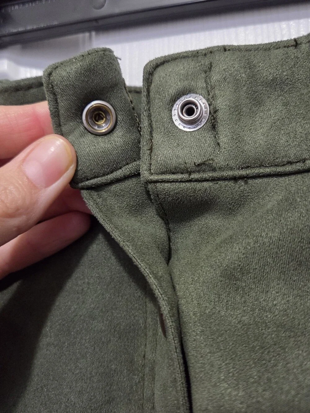 Wonder Nation Girls Olive Green Faux Suede Button Front Mini Skirt Size XL 14/16